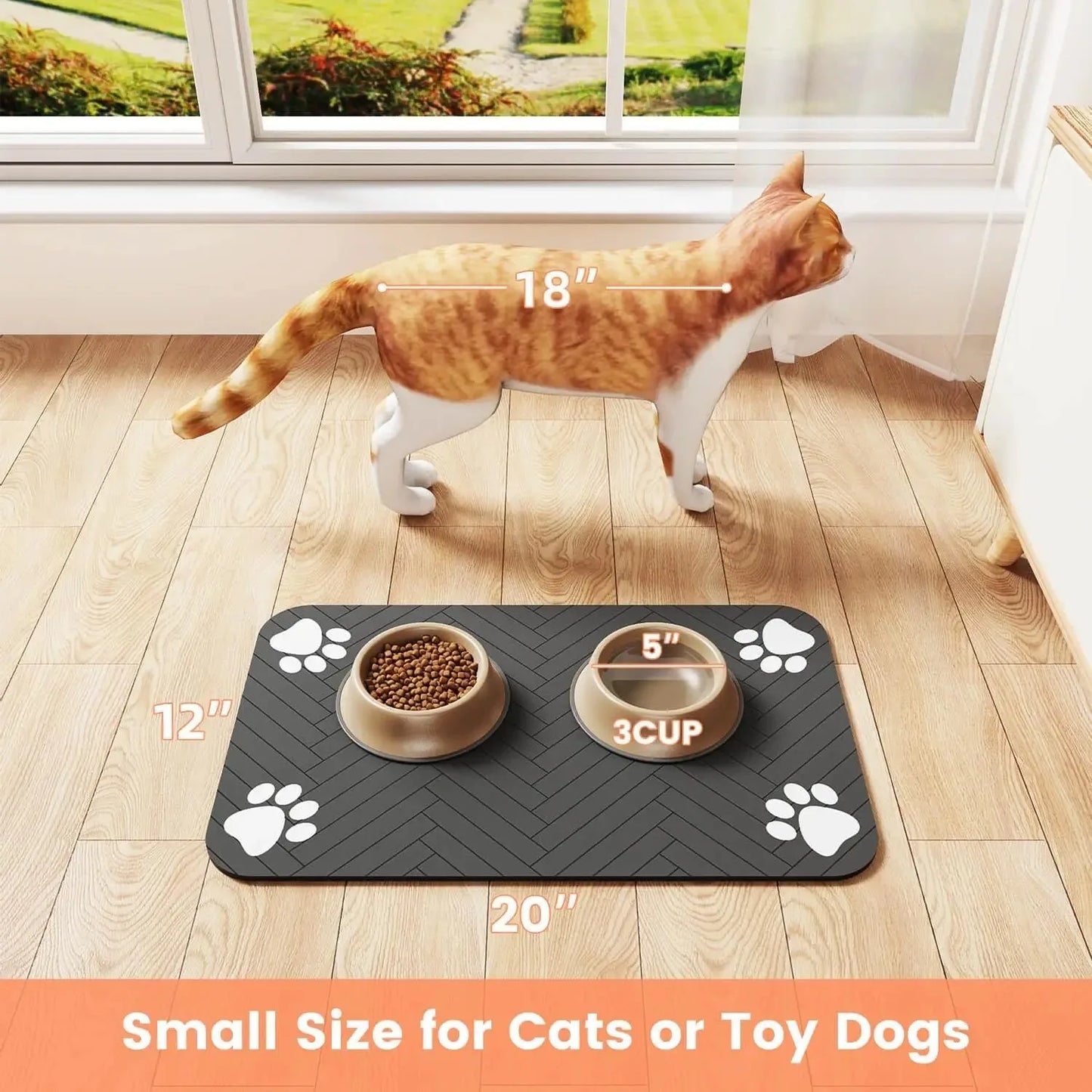 Quick-Dry Dog Feeding Mat – No Mess Water & Food Placemat