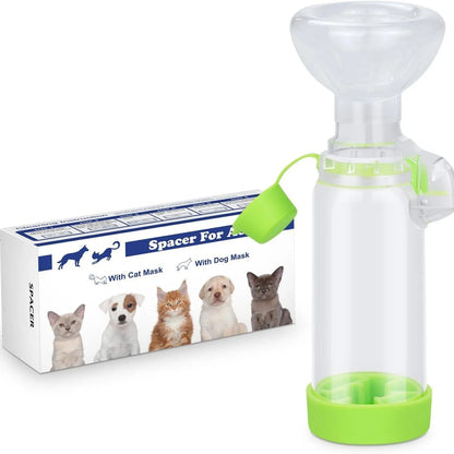 Pet nebulizer tank, for cats or dogs. Handheld pad for administering medication to pets, equipped with breathing indicator.