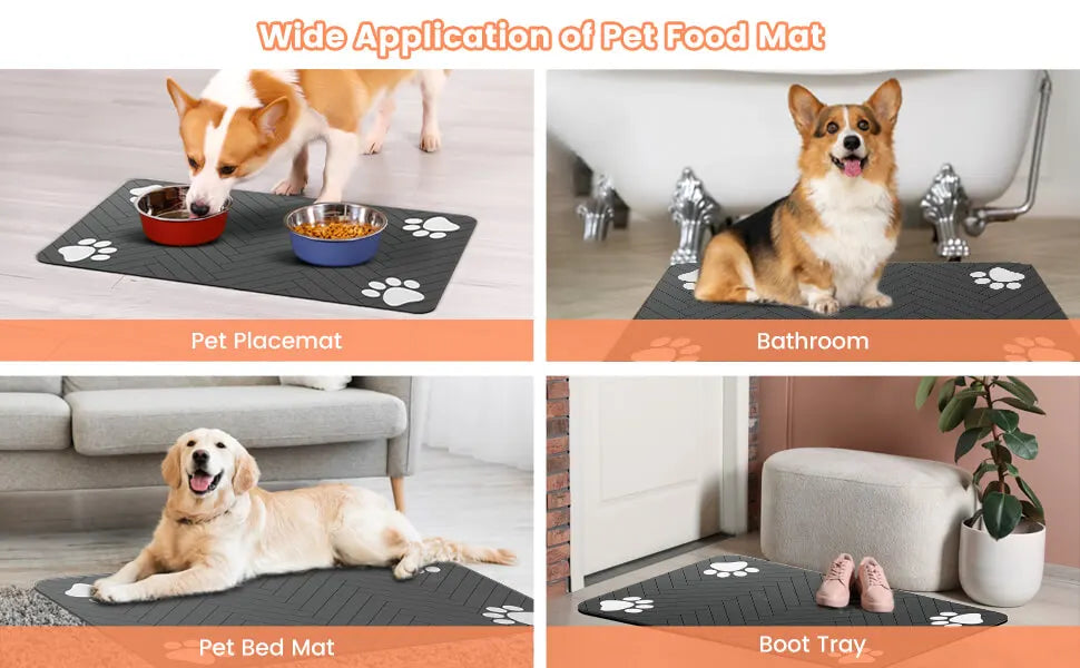 Quick-Dry Dog Feeding Mat – No Mess Water & Food Placemat